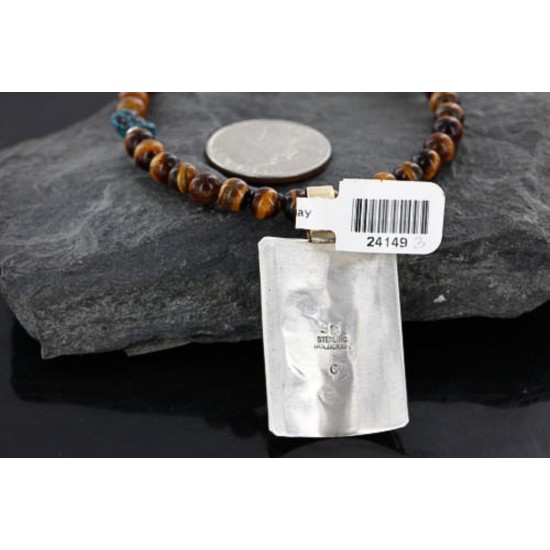12kt Gold Filled and .925 Sterling Silver Handmade KOKOPELI Certified Authentic Navajo Turquoise Native American Necklace 390743490751