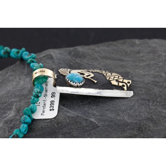 12kt Gold Filled and .925 Sterling Silver Handmade KOKOPELI Certified Authentic Navajo Turquoise Native American Necklace 390746081685