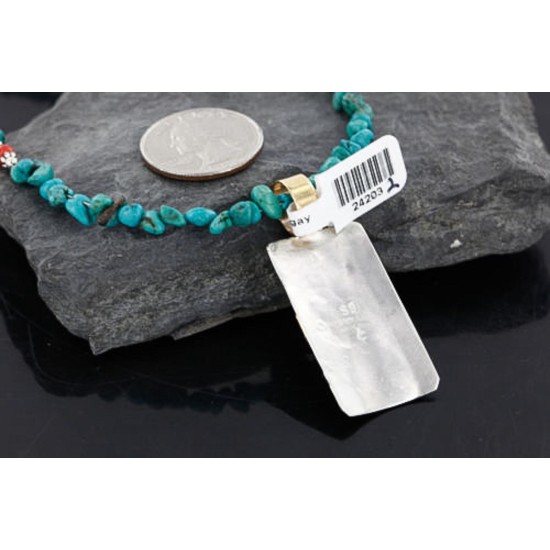 12kt Gold Filled and .925 Sterling Silver Handmade KOKOPELI Certified Authentic Navajo Turquoise Native American Necklace 390746081685
