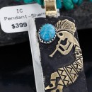 12kt Gold Filled and .925 Sterling Silver Handmade KOKOPELI Certified Authentic Navajo Turquoise Native American Necklace 390746081685