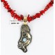12kt Gold Filled and .925 Sterling Silver HANDMADE KOKOPELLI Certified Authentic Navajo Turquoise and Coral Native American Necklace 371115338102