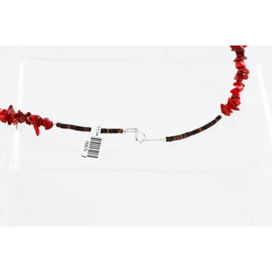 12kt Gold Filled and .925 Sterling Silver HANDMADE KOKOPELLI Certified Authentic Navajo Turquoise and Coral Native American Necklace 371115338102