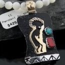 12kt Gold Filled and .925 Sterling Silver Handmade KOKOPELLI Navajo Turquoise Native American Necklace 370882589618