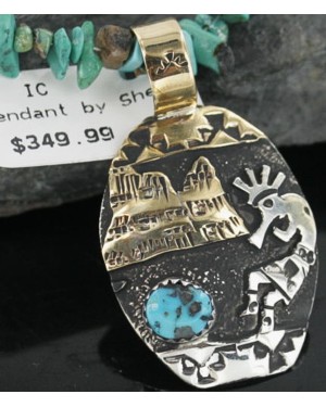 12kt Gold Filled and .925 Sterling Silver Handmade KOKOPELLI Certified Authentic Navajo Turquoise Native American Necklace 370912357154
