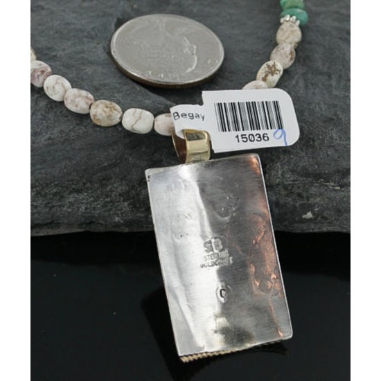 12kt Gold Filled and .925 Sterling Silver Handmade KOKOPELLI Certified Authentic Navajo Turquoise Native American Necklace 370918177619