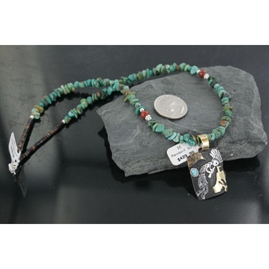 12kt Gold Filled and .925 Sterling Silver Handmade KOKOPELLI Certified Authentic Navajo Turquoise Native American Necklace 370922480908