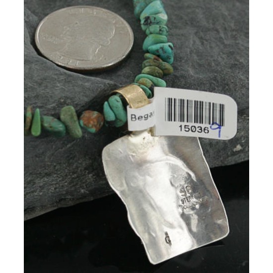 12kt Gold Filled and .925 Sterling Silver Handmade KOKOPELLI Certified Authentic Navajo Turquoise Native American Necklace 370922480908