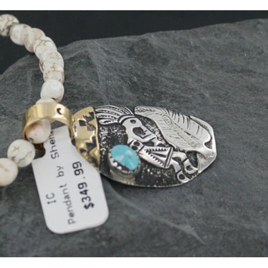 12kt Gold Filled and .925 Sterling Silver Handmade KOKOPELLI Certified Authentic Navajo Turquoise Native American Necklace 370924529073