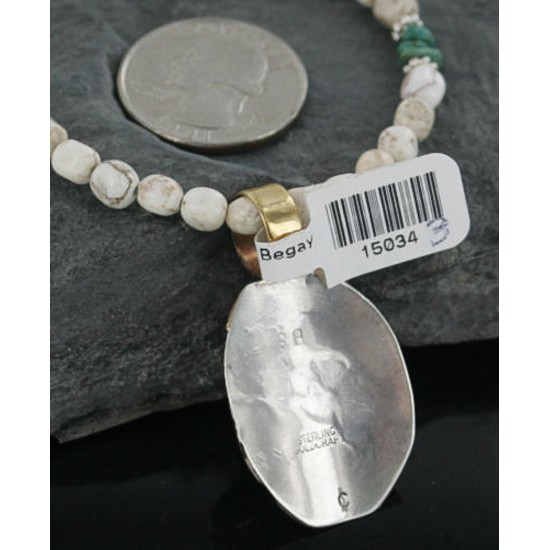 12kt Gold Filled and .925 Sterling Silver Handmade KOKOPELLI Certified Authentic Navajo Turquoise Native American Necklace 370924529073