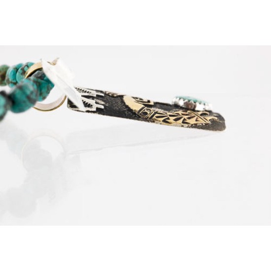 12kt Gold Filled and .925 Sterling Silver Handmade KOKOPELLI Certified Authentic Navajo Turquoise Native American Necklace 371009784944