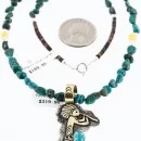 12kt Gold Filled and .925 Sterling Silver Handmade KOKOPELLI Navajo Turquoise Native American Necklace 371011564672