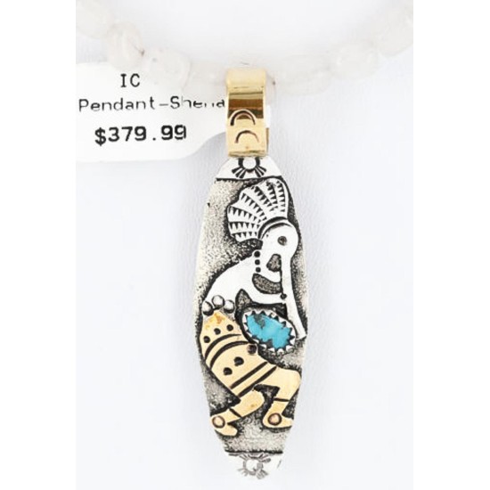 12kt Gold Filled and .925 Sterling Silver Handmade KOKOPELLI Certified Authentic Navajo Turquoise Native American Necklace 371034932311