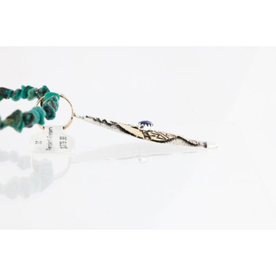 12kt Gold Filled and .925 Sterling Silver Handmade KOKOPELLI Certified Authentic Navajo Turquoise Native American Necklace 371037489523