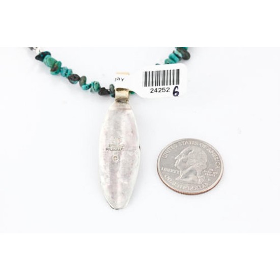12kt Gold Filled and .925 Sterling Silver Handmade KOKOPELLI Certified Authentic Navajo Turquoise Native American Necklace 371037489523
