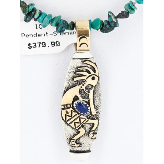 12kt Gold Filled and .925 Sterling Silver Handmade KOKOPELLI Certified Authentic Navajo Turquoise Native American Necklace 371037489523
