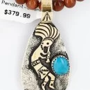 12kt Gold Filled and .925 Sterling Silver Handmade KOKOPELLI Navajo Turquoise Native American Necklace 371045661855