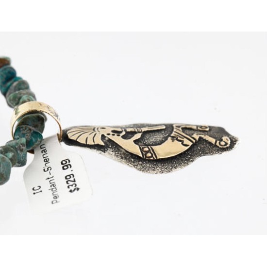 12kt Gold Filled and .925 Sterling Silver Handmade KOKOPELLI Certified Authentic Navajo Turquoise Native American Necklace 371051550927