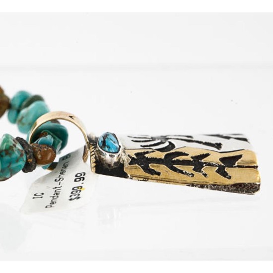 12kt Gold Filled and .925 Sterling Silver Handmade KOKOPELLI Certified Authentic Navajo Turquoise Native American Necklace 371060647110