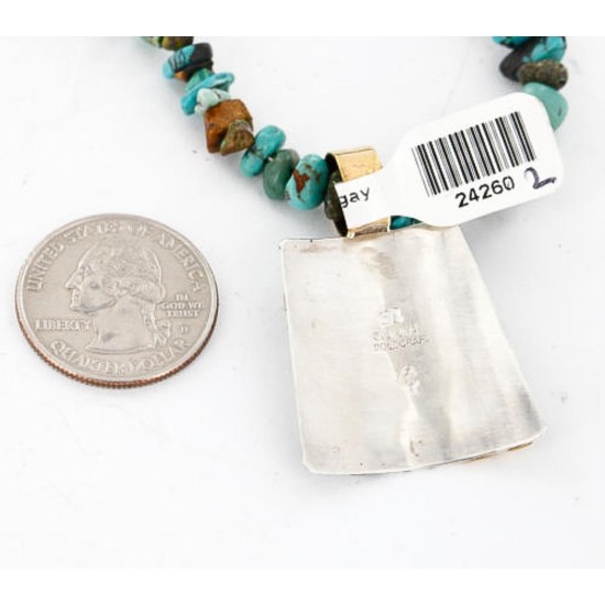12kt Gold Filled and .925 Sterling Silver Handmade KOKOPELLI Certified Authentic Navajo Turquoise Native American Necklace 371060647110