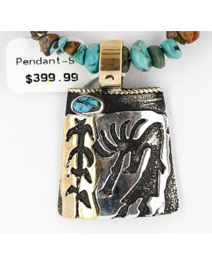 12kt Gold Filled and .925 Sterling Silver Handmade KOKOPELLI Certified Authentic Navajo Turquoise Native American Necklace 371060647110