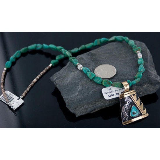 12kt Gold Filled and .925 Sterling Silver Handmade KOKOPELLI Certified Authentic Navajo Turquoise Native American Necklace 390650216576 12kt Gold Filled and .925 Sterling Silver Handmade KOKOPELLI Certified Authentic Navajo Turquoise Native American Necklace 390650216576