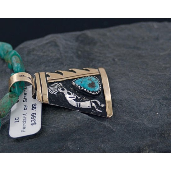 12kt Gold Filled and .925 Sterling Silver Handmade KOKOPELLI Certified Authentic Navajo Turquoise Native American Necklace 390650216576 12kt Gold Filled and .925 Sterling Silver Handmade KOKOPELLI Certified Authentic Navajo Turquoise Native American Necklace 390650216576