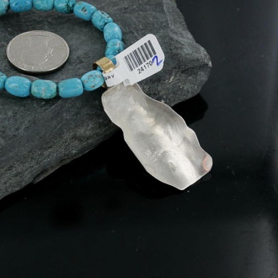 12kt Gold Filled and .925 Sterling Silver Handmade KOKOPELLI Certified Authentic Navajo Turquoise Native American Necklace 390668153622