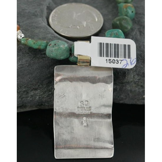 12kt Gold Filled and .925 Sterling Silver Handmade KOKOPELLI Certified Authentic Navajo Turquoise Native American Necklace 390673065306