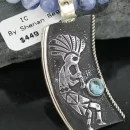12kt Gold Filled and .925 Sterling Silver Handmade KOKOPELLI Navajo Turquoise Native American Necklace 390675049058