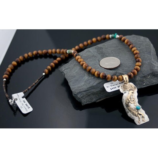 12kt Gold Filled and .925 Sterling Silver Handmade KOKOPELLI Certified Authentic Navajo Turquoise Native American Necklace 390677597746