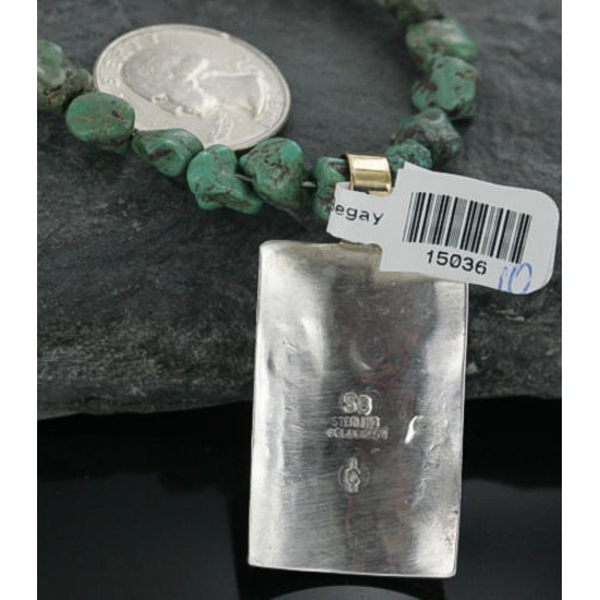 12kt Gold Filled and .925 Sterling Silver Handmade KOKOPELLI Certified Authentic Navajo Turquoise Native American Necklace 390677969975