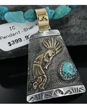 12kt Gold Filled and .925 Sterling Silver Handmade KOKOPELLI Certified Authentic Navajo Turquoise Native American Necklace 390680965450