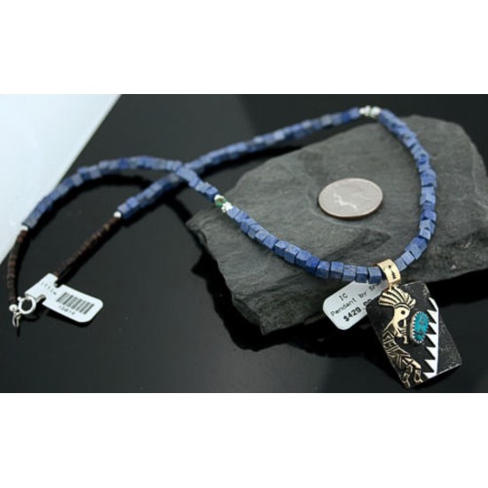 12kt Gold Filled and .925 Sterling Silver Handmade KOKOPELLI Certified Authentic Navajo Turquoise Native American Necklace 390784009992