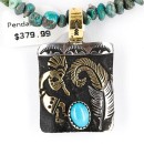 12kt Gold Filled and .925 Sterling Silver Handmade KOKOPELLI Certified Authentic Navajo Turquoise Native American Necklace 390842147001