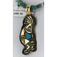 12kt Gold Filled and .925 Sterling Silver Handmade KOKOPELLI Certified Authentic Navajo Turquoise Native American Necklace 390858540457
