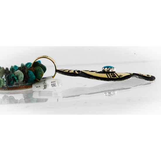 12kt Gold Filled and .925 Sterling Silver Handmade KOKOPELLI Certified Authentic Navajo Turquoise Native American Necklace 390858540457