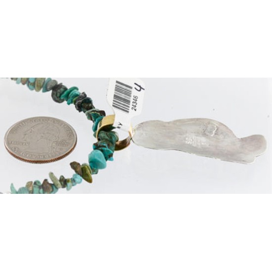 12kt Gold Filled and .925 Sterling Silver Handmade KOKOPELLI Certified Authentic Navajo Turquoise Native American Necklace 390858540457