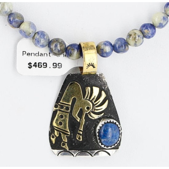 12kt Gold Filled and .925 Sterling Silver HANDMADE KOKOPELLI Certified Authentic Navajo Turquoise Native American Necklace 390890134413