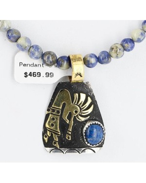 12kt Gold Filled and .925 Sterling Silver HANDMADE KOKOPELLI Certified Authentic Navajo Turquoise Native American Necklace 390890134413