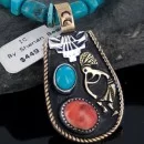 12kt Gold Filled and .925 Sterling Silver Handmade KOKOPELLI Spiny Oyster and Turquoise Native American Necklace 390652763094