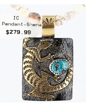 12kt Gold Filled and .925 Sterling Silver Handmade LIZARD Certified Authentic Navajo Turquoise Native American Necklace 371007037281