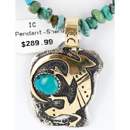 12kt Gold Filled and .925 Sterling Silver Handmade LIZARD Certified Authentic Navajo Turquoise Native American Necklace 371016951279