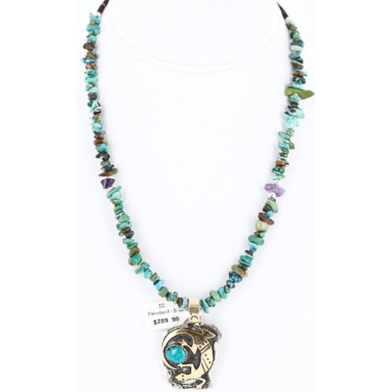 12kt Gold Filled and .925 Sterling Silver Handmade LIZARD Certified Authentic Navajo Turquoise Native American Necklace 371016951279