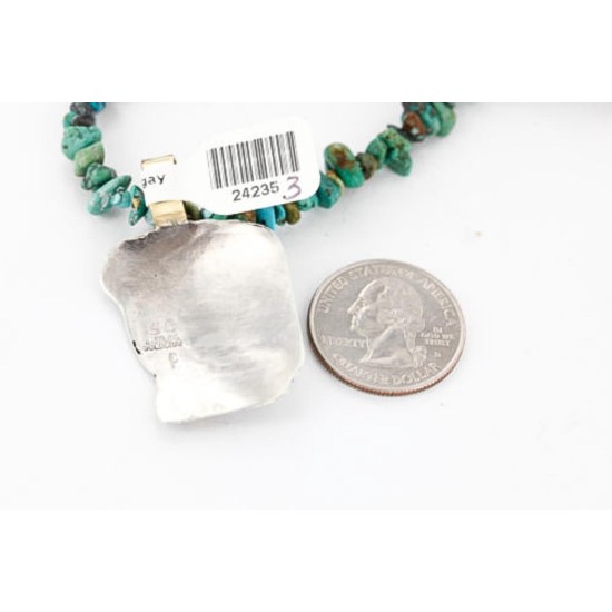12kt Gold Filled and .925 Sterling Silver Handmade LIZARD Certified Authentic Navajo Turquoise Native American Necklace 371016951279