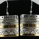 12kt Gold Filled and .925 Sterling Silver Handmade MOUNTAIN Certified Authentic Navajo Earring Native American Earrings 370923034848