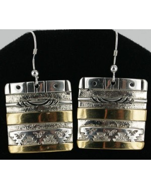 12kt Gold Filled and .925 Sterling Silver Handmade MOUNTAIN Certified Authentic Navajo Earring Native American Earrings 370923034848