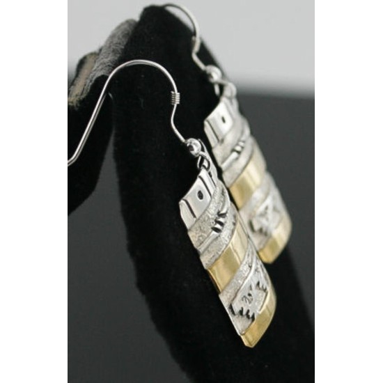 12kt Gold Filled and .925 Sterling Silver Handmade MOUNTAIN Certified Authentic Navajo Earring Native American Earrings 370923034848