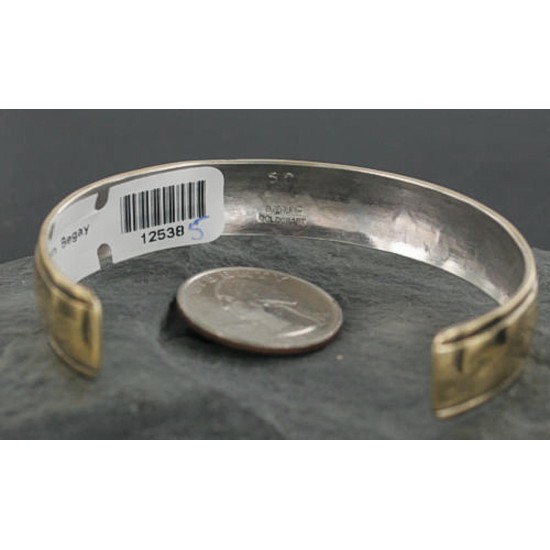 12kt Gold Filled and .925 Sterling Silver Handmade Mountains Certified Authentic Navajo Silver Native American Bracelet 370929234035