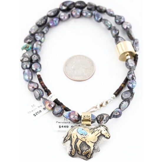 12kt Gold Filled and .925 Sterling Silver Handmade Pendant and Handmade Clasp Horse Certified Authentic Native American Necklace 371038212855