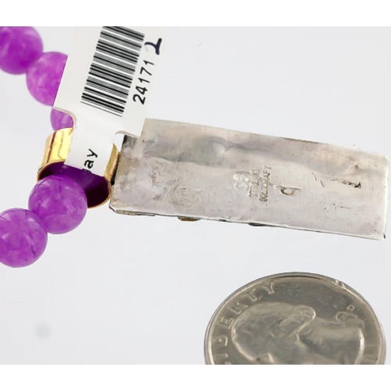 12kt Gold Filled and .925 Sterling Silver Handmade Rose Certified Authentic Navajo Purple Agate Native American Necklace 370964523508